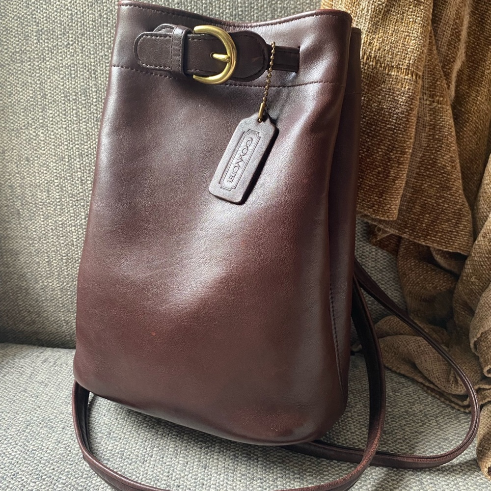❌sold❌ Vintage Coach Brown Leather CORNELIA Drawstring Backpack Sling Bag 4164